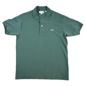 Lacoste Green Polo Shirt Men’s Size 4 Medium Classic Crocodile Logo Cotton Pique